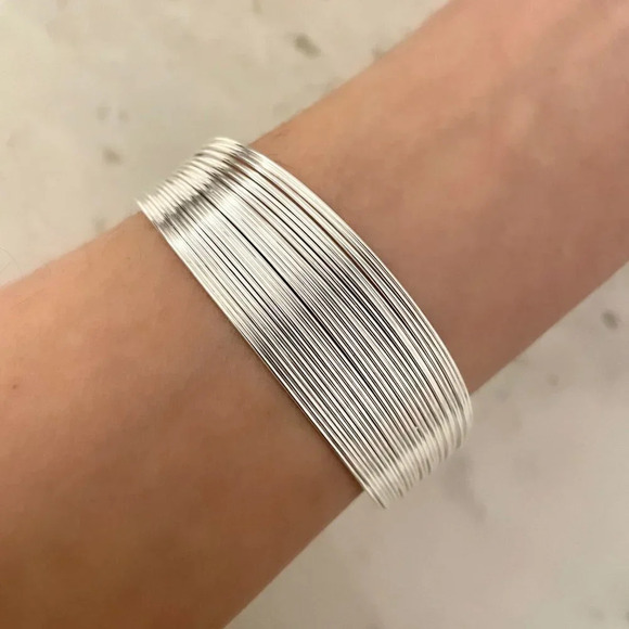 925 Sterling Silver Thick Bracelet Wide Large Cuff Bracelet Bangle Bracelet - Picture 4 of 6